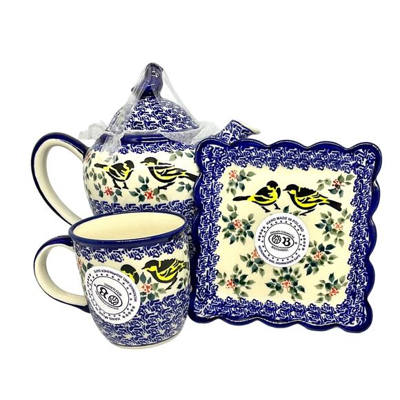 Polish Pottery Teapot Set from Zaklady Ceramiczne Boleslawiec - Picture 2 of 10